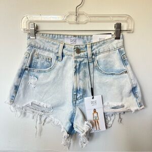 Women's Light Blue Distressed Denim Shorts